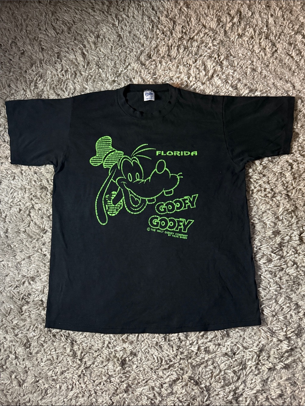 Vintage 80s Disney Goofy Florida T Shirt Velva Sheen Neon Single Stitch L